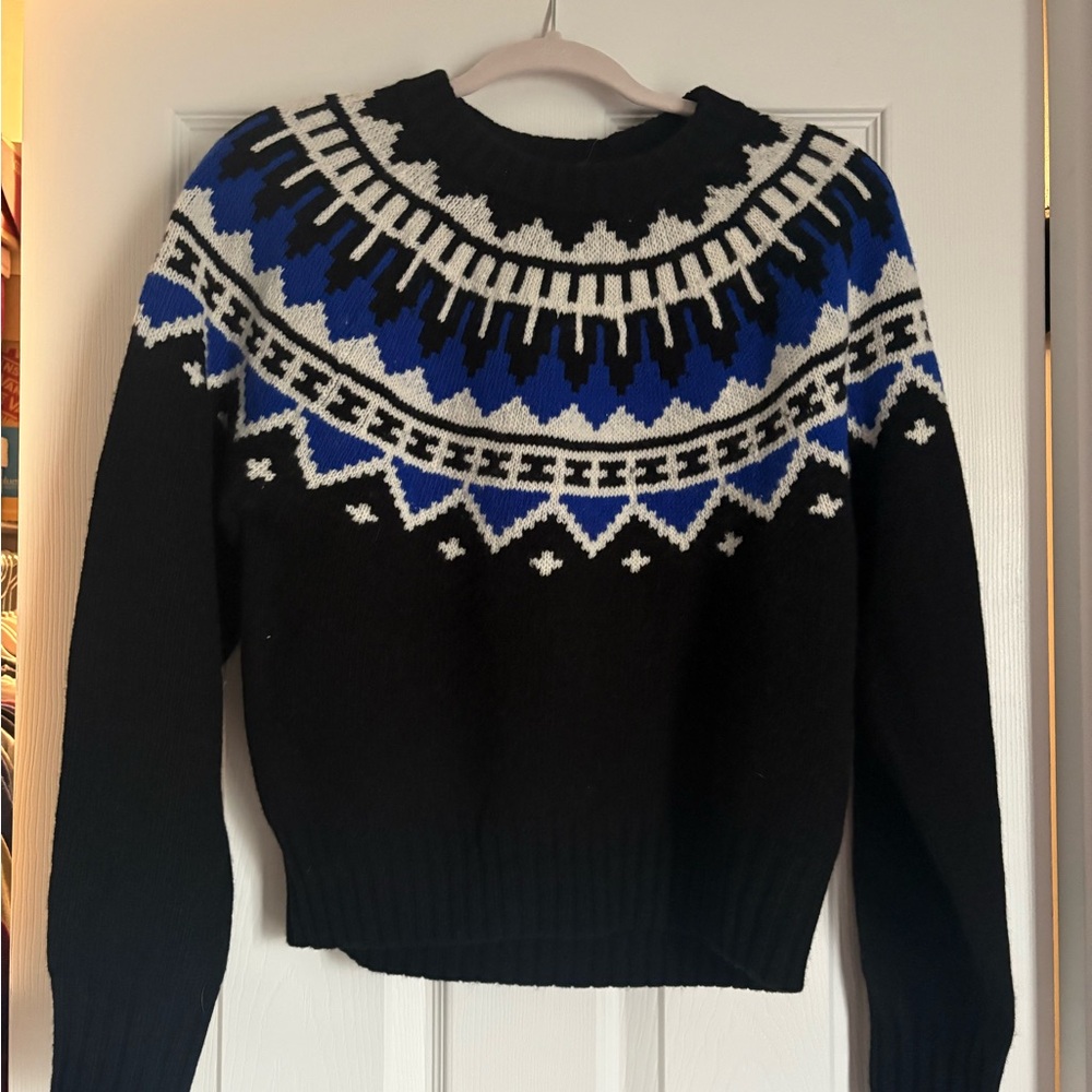 Polo Ralph Lauren- Black and Blue Nordic print Women's Sweater- New with tags.